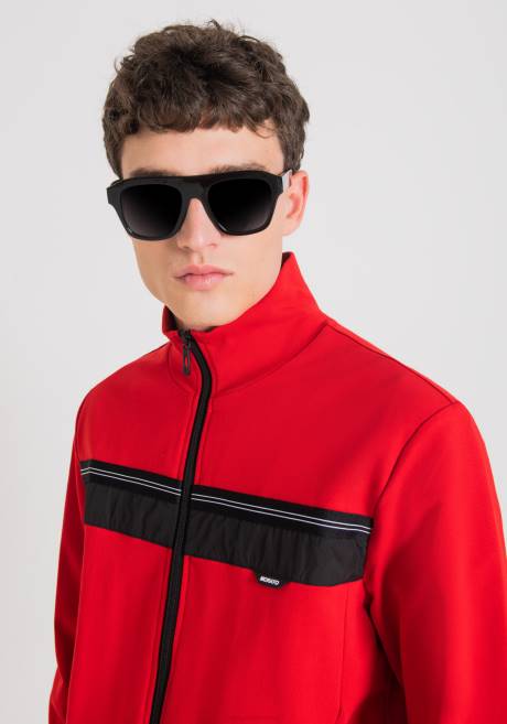 sweat-shirt coupe slim à col montant en coton stretch doux avec poches avant cachées Antony Morato rouge Hommes vêtements 4B4P58