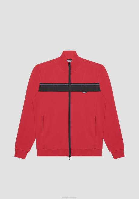 sweat-shirt coupe slim à col montant en coton stretch doux avec poches avant cachées Antony Morato rouge Hommes vêtements 4B4P58