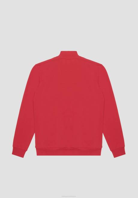 sweat-shirt coupe slim à col montant en coton stretch doux avec poches avant cachées Antony Morato rouge Hommes vêtements 4B4P58