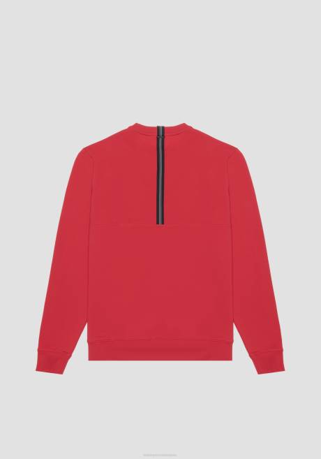 sweat-shirt coupe slim en coton stretch doux avec logo imprimé caoutchouté contrasté Antony Morato rouge Hommes vêtements 4B4P57