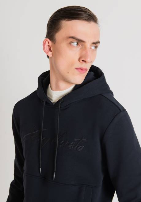 sweat-shirt régulier en tissu de coton mélangé avec logo brodé Antony Morato encre bleue Hommes vêtements 4B4P52