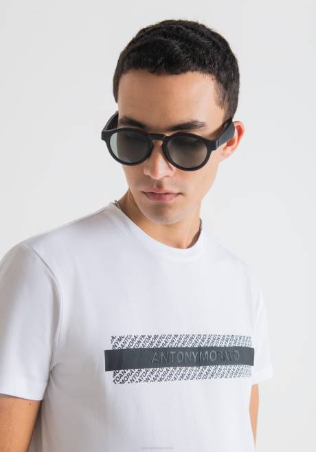 T-shirt Super Slim Fit en coton stretch avec logo embossé Antony Morato blanc Hommes vêtements 4B4P191