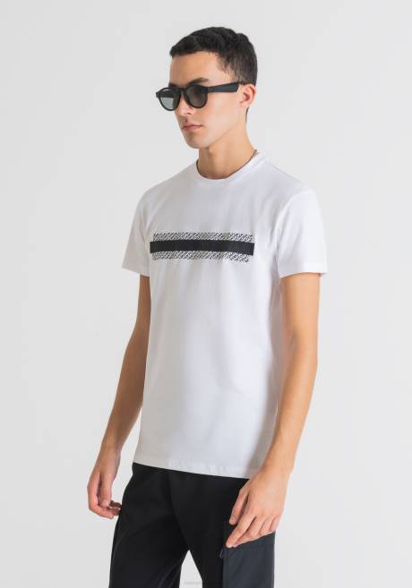 T-shirt Super Slim Fit en coton stretch avec logo embossé Antony Morato blanc Hommes vêtements 4B4P191