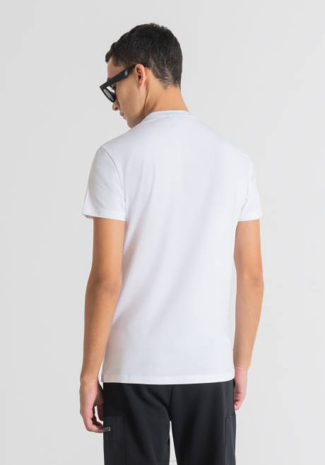 T-shirt Super Slim Fit en coton stretch avec logo embossé Antony Morato blanc Hommes vêtements 4B4P191