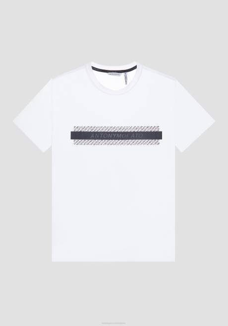 T-shirt Super Slim Fit en coton stretch avec logo embossé Antony Morato blanc Hommes vêtements 4B4P191