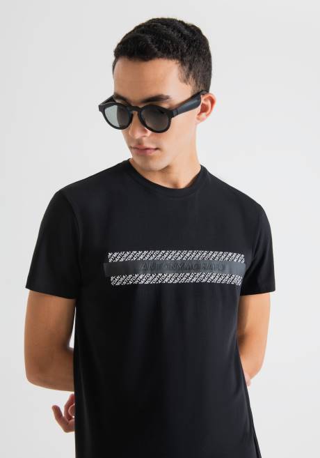 T-shirt Super Slim Fit en coton stretch avec logo embossé Antony Morato noir Hommes vêtements 4B4P192