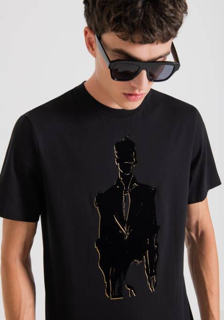 T-shirt coupe classique en 100 % coton avec imprimé Richard Hambleton Antony Morato noir Hommes vêtements 4B4P157