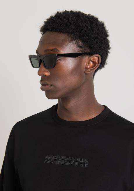 T-shirt coupe classique en 100 % coton avec logo imprimé en relief Antony Morato noir Hommes vêtements 4B4P170