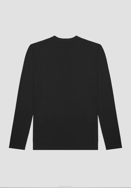T-shirt coupe classique en 100 % coton avec logo imprimé en relief Antony Morato noir Hommes vêtements 4B4P170