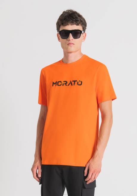 T-shirt coupe classique en pur coton avec logo imprimé caoutchouté Antony Morato 5097 Hommes vêtements 4B4P150