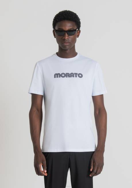 T-shirt coupe slim en 100% coton avec logo imprimé Antony Morato blanc Hommes vêtements 4B4P163