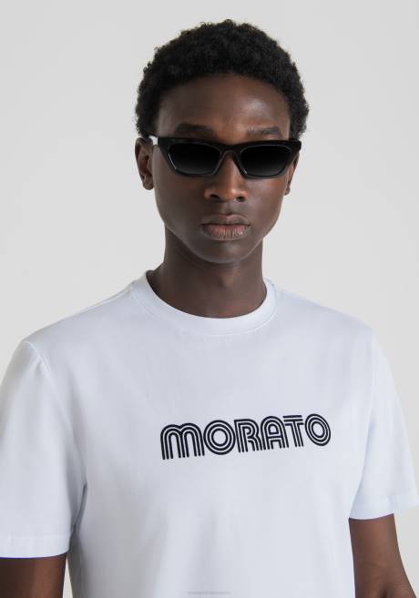 T-shirt coupe slim en 100% coton avec logo imprimé Antony Morato blanc Hommes vêtements 4B4P163