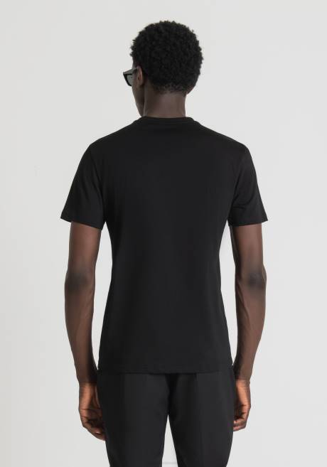 T-shirt coupe slim en 100% coton avec logo imprimé Antony Morato noir Hommes vêtements 4B4P165