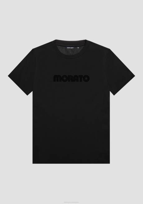 T-shirt coupe slim en 100% coton avec logo imprimé Antony Morato noir Hommes vêtements 4B4P165