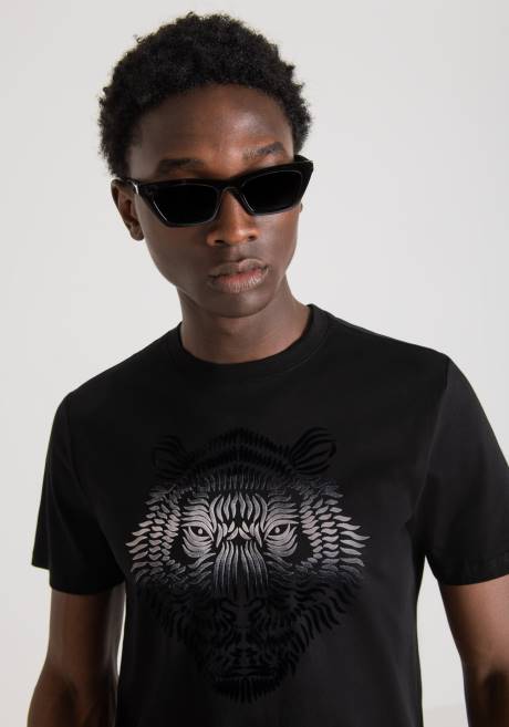 T-shirt coupe slim en coton avec imprimé tigre dégradé Antony Morato noir Hommes vêtements 4B4P162