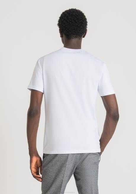 T-shirt coupe slim en pur coton avec imprimé sur le devant Antony Morato blanc Hommes vêtements 4B4P154