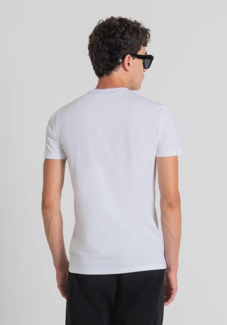 T-shirt coupe super slim en coton stretch avec imprimé sur le devant Antony Morato blanc Hommes vêtements 4B4P159
