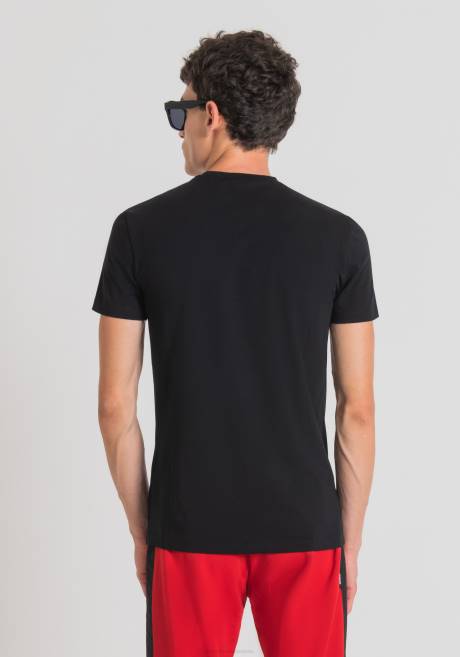 T-shirt coupe super slim en coton stretch avec imprimé sur le devant Antony Morato noir Hommes vêtements 4B4P160