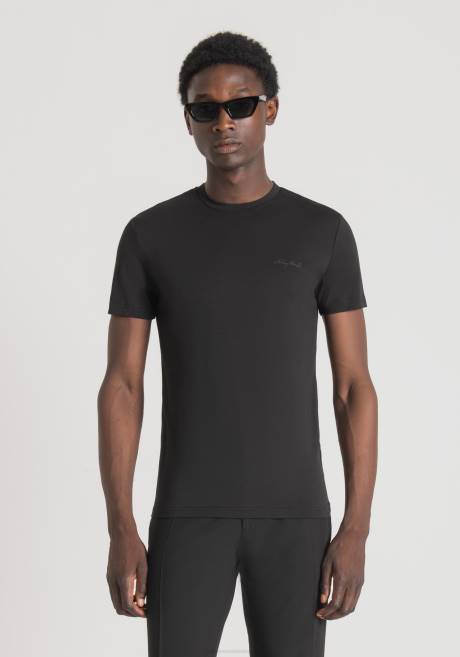 T-shirt coupe super slim en coton stretch avec logo imprimé Antony Morato noir Hommes vêtements 4B4P141