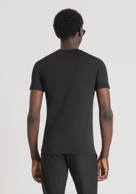 T-shirt coupe super slim en coton stretch avec logo imprimé Antony Morato noir Hommes vêtements 4B4P141