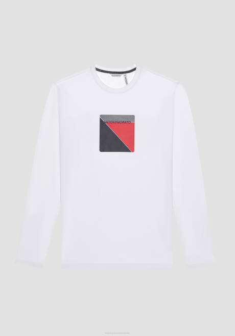 T-shirt à manches longues coupe super slim en coton stretch avec logo imprimé caoutchouté Antony Morato blanc Hommes vêtements 4B4P178