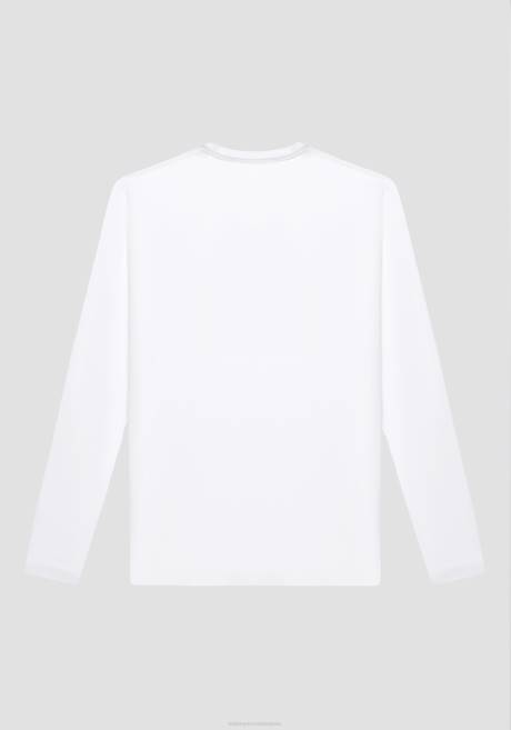 T-shirt à manches longues coupe super slim en coton stretch avec logo imprimé caoutchouté Antony Morato blanc Hommes vêtements 4B4P178