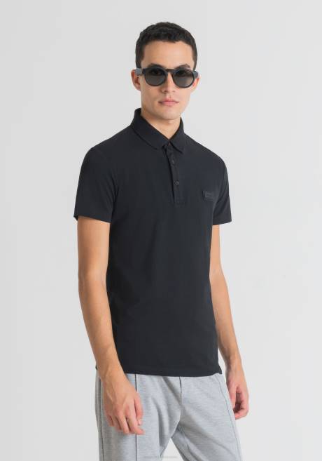 polo Super Slim Fit en coton stretch avec patch logo Antony Morato noir Hommes vêtements 4B4P179