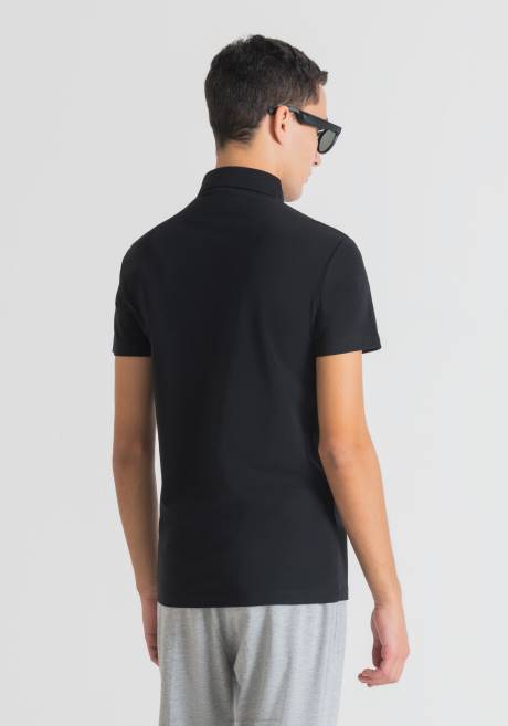 polo Super Slim Fit en coton stretch avec patch logo Antony Morato noir Hommes vêtements 4B4P179