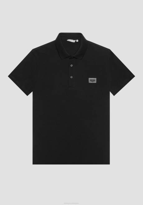 polo Super Slim Fit en coton stretch avec patch logo Antony Morato noir Hommes vêtements 4B4P179