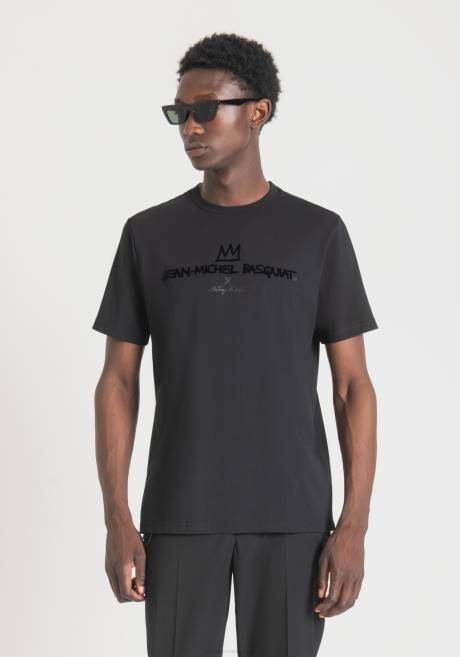 t-shirt coupe classique en 100% coton avec imprimé basquiat Antony Morato noir Hommes vêtements 4B4P214