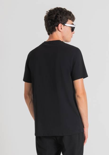 t-shirt coupe classique en 100% coton avec imprimé contrasté Antony Morato noir Hommes vêtements 4B4P144