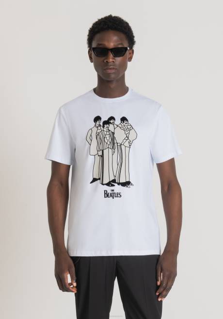 t-shirt coupe classique en 100% coton avec imprimé des Beatles Antony Morato blanc Hommes vêtements 4B4P167