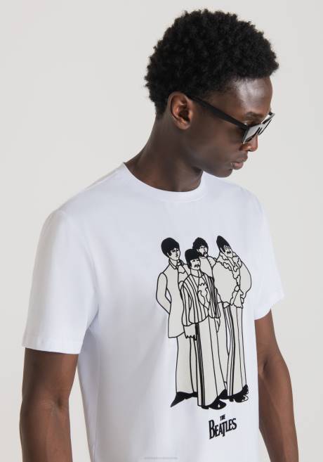 t-shirt coupe classique en 100% coton avec imprimé des Beatles Antony Morato blanc Hommes vêtements 4B4P167