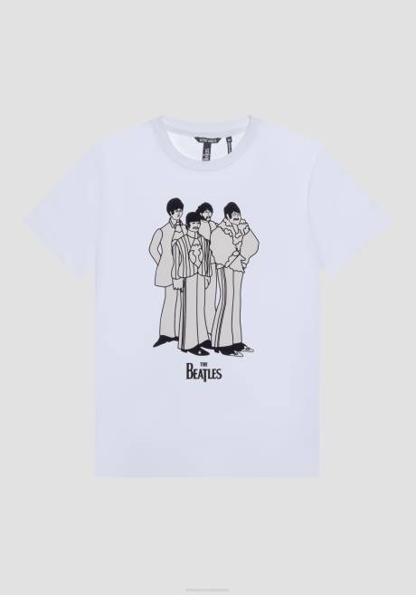 t-shirt coupe classique en 100% coton avec imprimé des Beatles Antony Morato blanc Hommes vêtements 4B4P167
