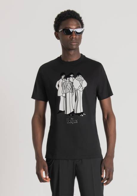 t-shirt coupe classique en 100% coton avec imprimé des Beatles Antony Morato noir Hommes vêtements 4B4P169