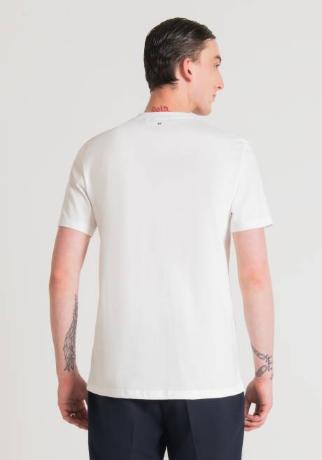 t-shirt coupe classique en 100% coton avec imprimé statue de la liberté Antony Morato crème Hommes vêtements 4B4P206