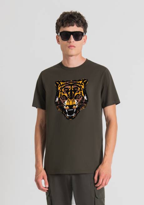 t-shirt coupe classique en 100% coton avec imprimé tigre Antony Morato 4075 Hommes vêtements 4B4P184