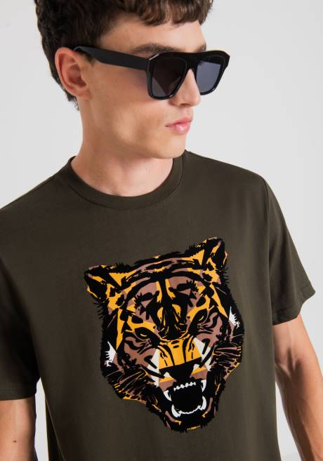 t-shirt coupe classique en 100% coton avec imprimé tigre Antony Morato 4075 Hommes vêtements 4B4P184