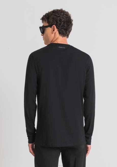t-shirt coupe classique en 100% coton avec imprimé tigre Antony Morato noir Hommes vêtements 4B4P158