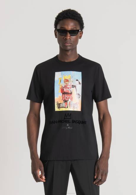 t-shirt coupe classique en coton avec imprimé basquiat Antony Morato noir Hommes vêtements 4B4P212