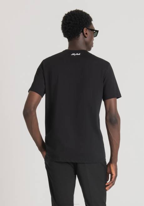 t-shirt coupe classique en coton avec imprimé basquiat Antony Morato noir Hommes vêtements 4B4P212