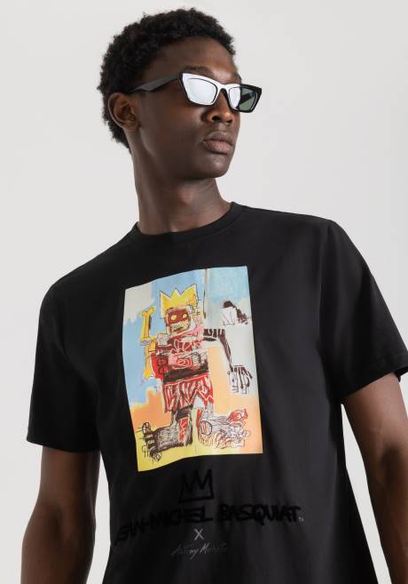 t-shirt coupe classique en coton avec imprimé basquiat Antony Morato noir Hommes vêtements 4B4P212