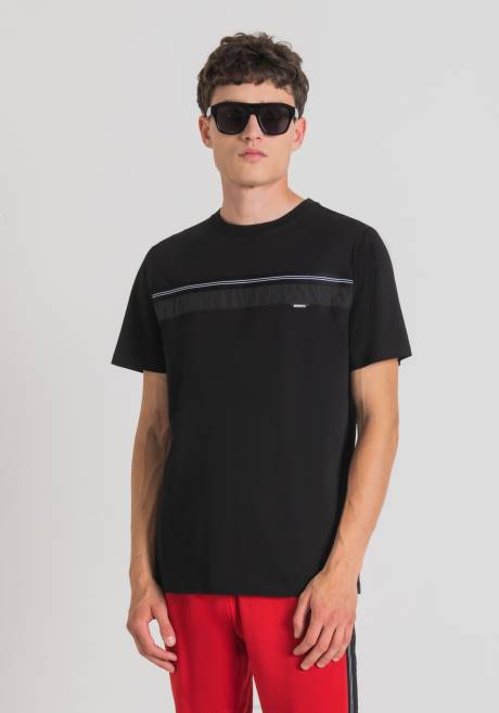 t-shirt coupe classique en coton doux avec bande contrastée Antony Morato noir Hommes vêtements 4B4P175