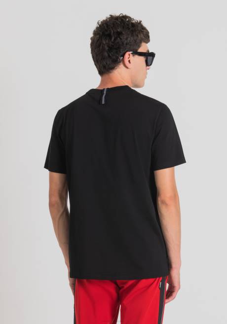 t-shirt coupe classique en coton doux avec bande contrastée Antony Morato noir Hommes vêtements 4B4P175