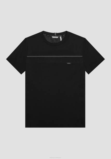 t-shirt coupe classique en coton doux avec bande contrastée Antony Morato noir Hommes vêtements 4B4P175