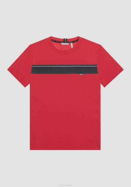 t-shirt coupe classique en coton doux avec bande contrastée Antony Morato rouge Hommes vêtements 4B4P176