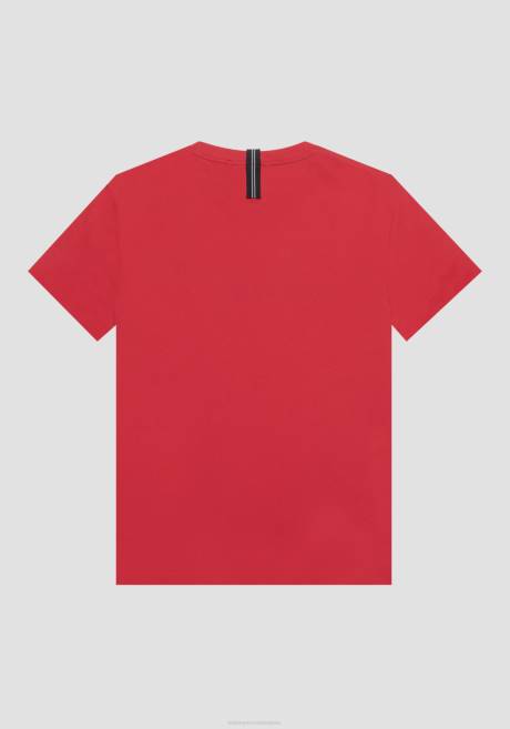 t-shirt coupe classique en coton doux avec bande contrastée Antony Morato rouge Hommes vêtements 4B4P176