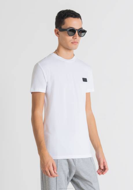 t-shirt coupe super slim avec poche en simili cuir Antony Morato blanc Hommes vêtements 4B4P195