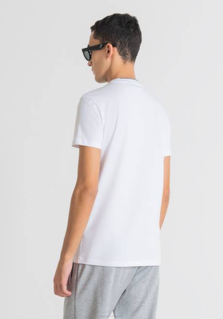 t-shirt coupe super slim avec poche en simili cuir Antony Morato blanc Hommes vêtements 4B4P195