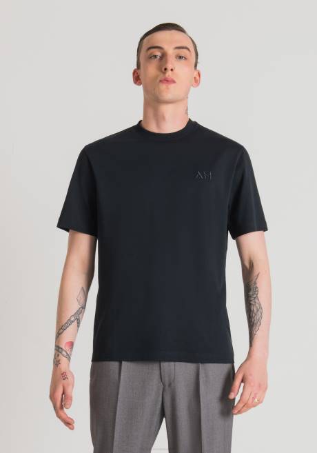 t-shirt oversize en pur coton avec logo brodé Antony Morato encre bleue Hommes vêtements 4B4P196